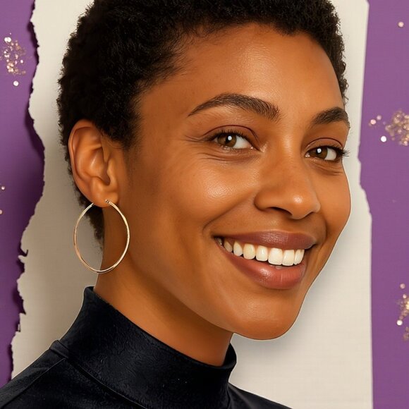 ποΈ Minimalist 18K Gold Plated Stainless Steel Casual Trendy Hoop Earrings β¨π - Picture 3 of 13